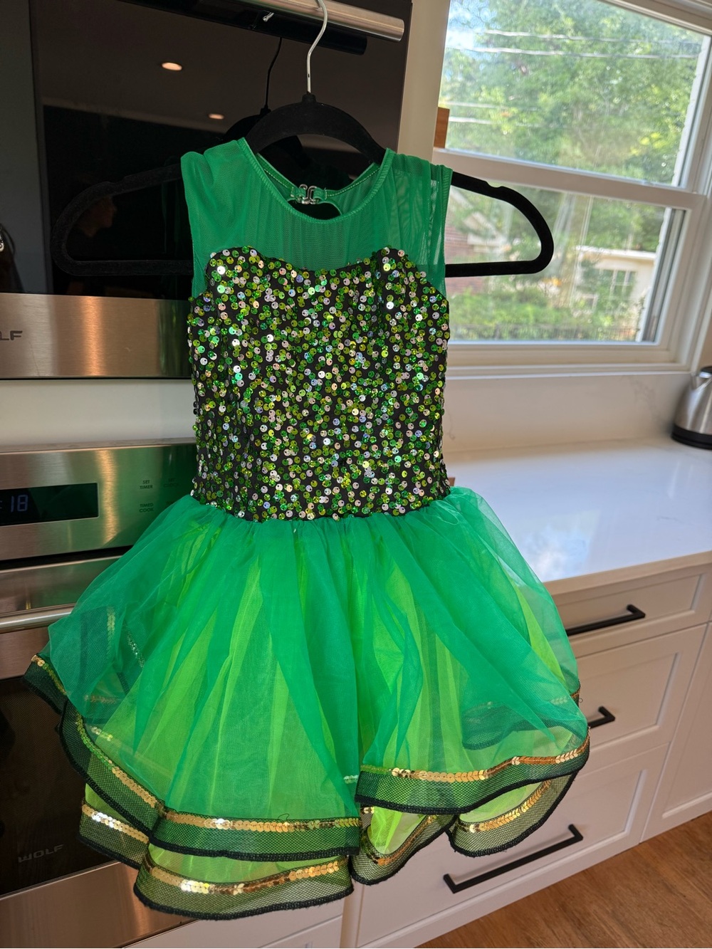 Weissman Green Sequin Tulle Dance Costume